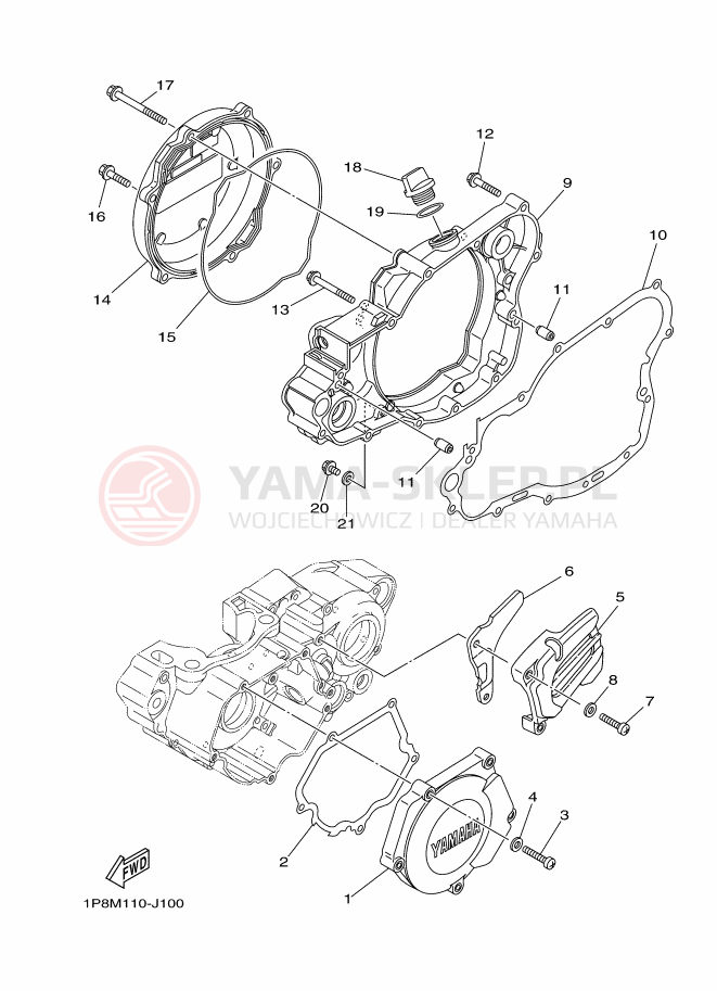 Schemat "Pokrywa silnika" do Yamaha YZ250X