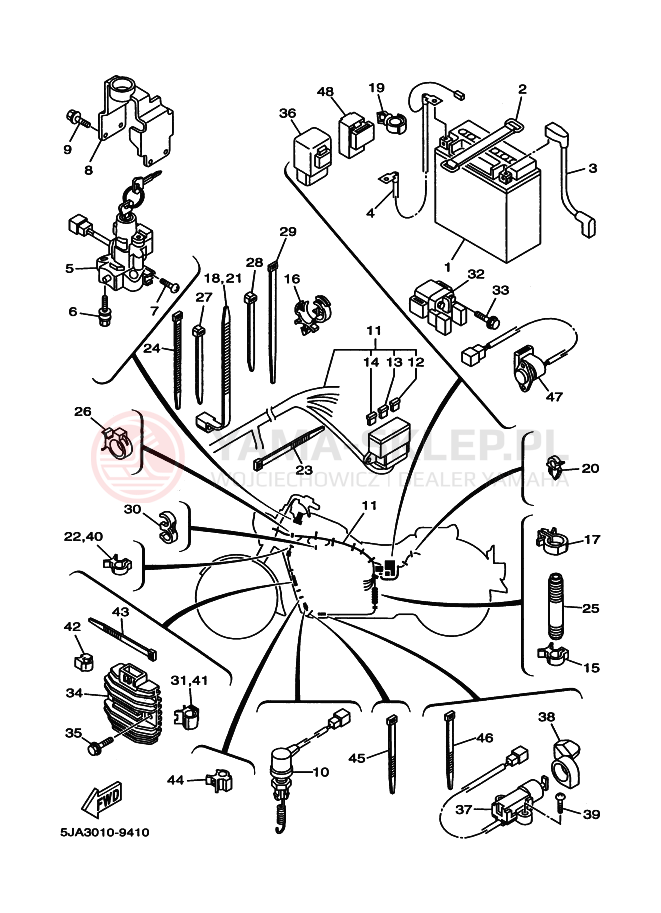 Schemat "układ elektryczny" do Yamaha XV1600 XV1600A