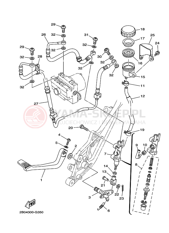 Schemat "Pompa hamulcowa tył" do Yamaha TDM900A