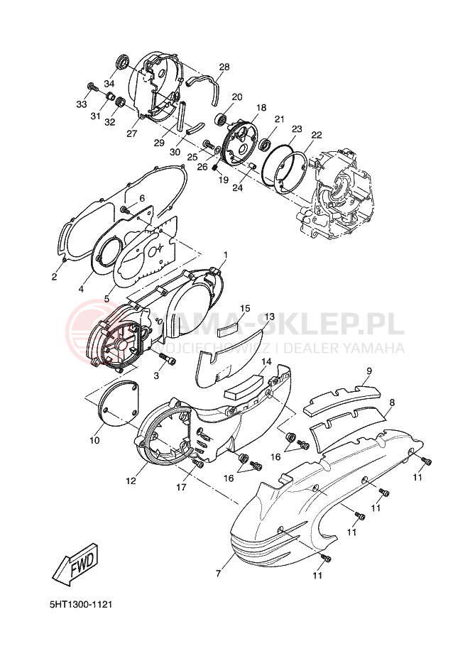 Schemat "Pokrywa silnika" do Yamaha THUNDER
