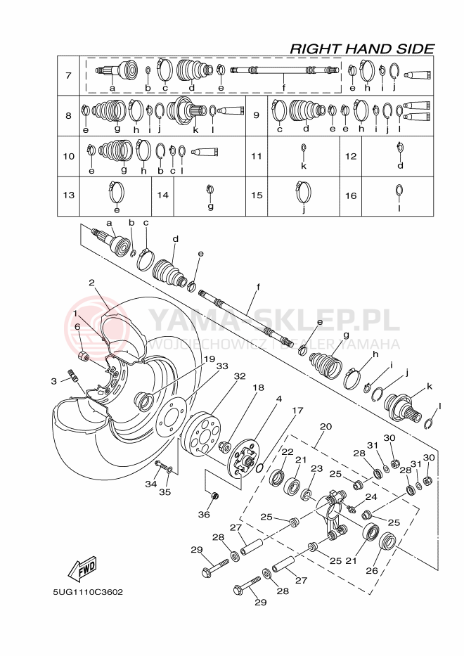Schemat "Koło tył" do Yamaha RHINO 660