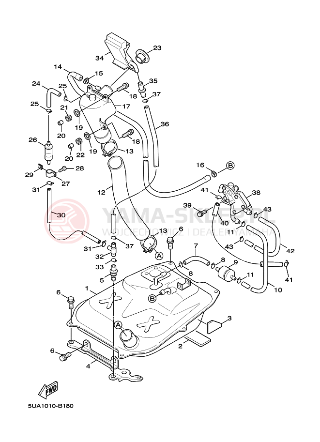 Schemat "zbiornik paliwa" do Yamaha CYGNUS