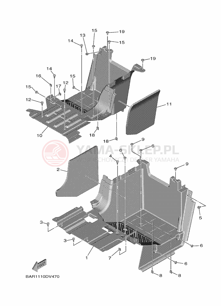 Schemat "Stopka postojowa i podnóżki" do Yamaha WOLVERINE X4 850