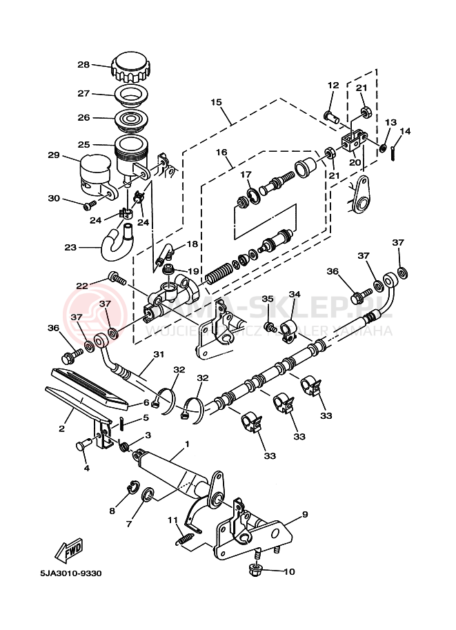 Schemat "Pompa hamulcowa tył" do Yamaha XV1600 XV1600A