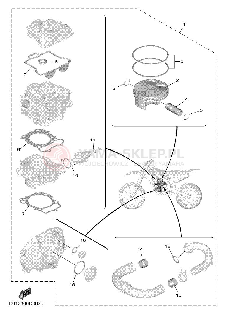 Schemat "ZESTAW NAPRAWCZY TŁOKA" do Yamaha YZ250F