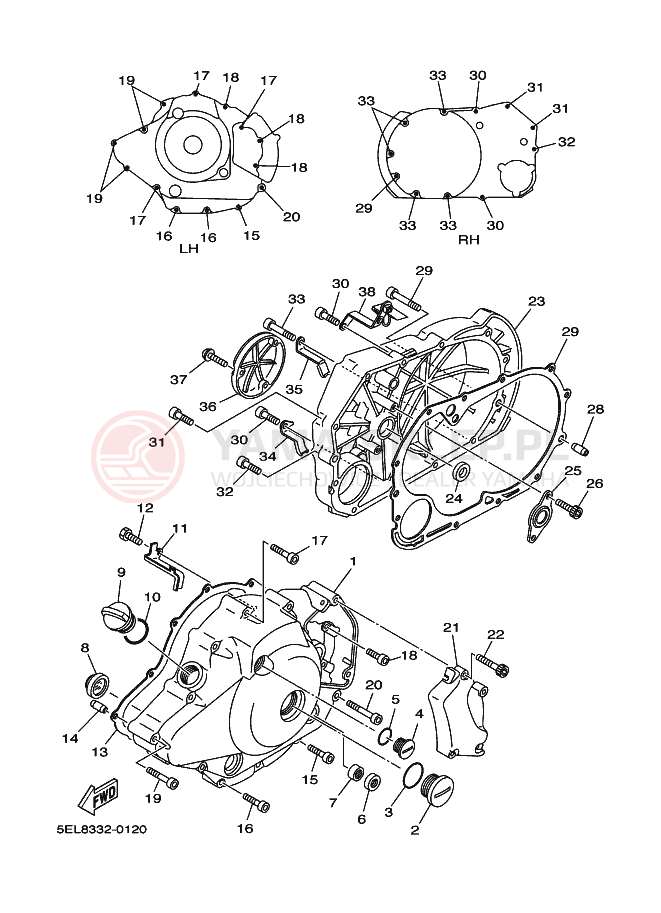 Schemat "Pokrywa silnika" do Yamaha XVS1100 DRAGSTAR 1100