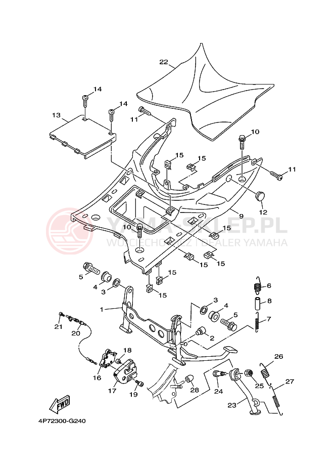 Schemat "Stopka postojowa i podnóżki" do Yamaha VITY
