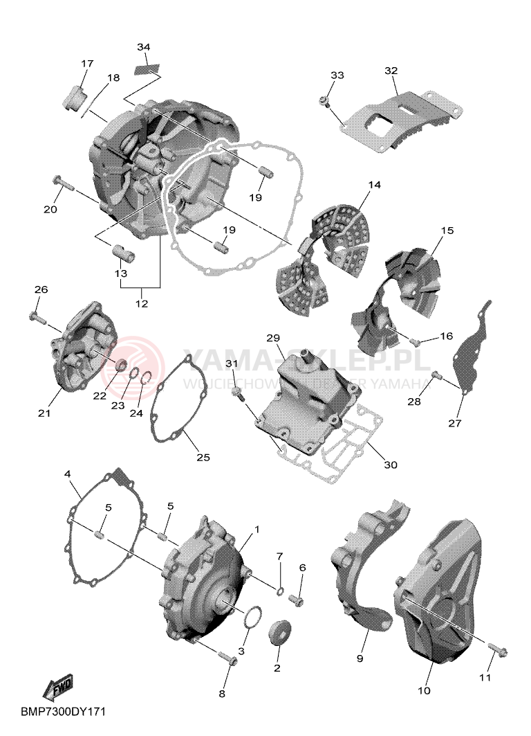 Schemat "Pokrywa silnika" do Yamaha R1 GYTR