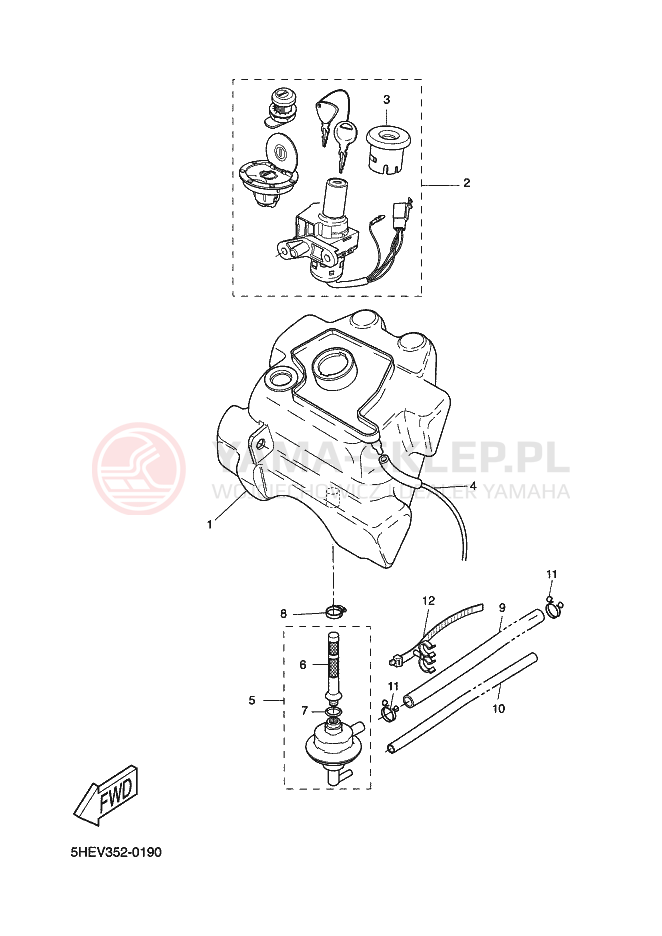 Schemat "zbiornik paliwa" do Yamaha AEROX