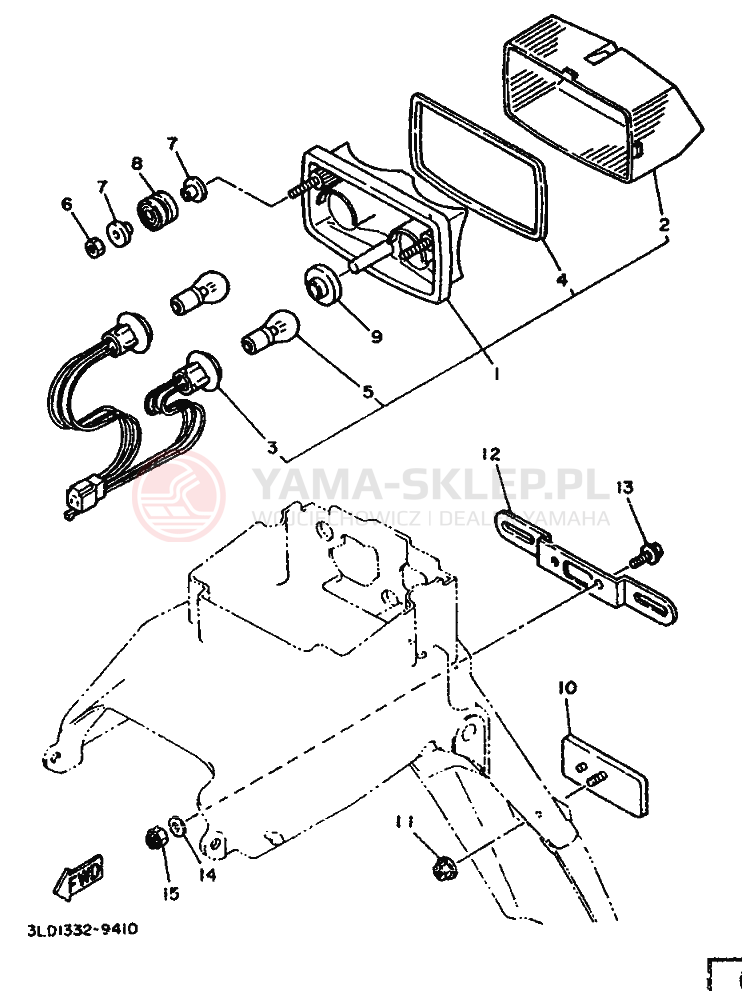 Schemat "Oświetlenie tył" do Yamaha XTZ750 SUPERTENERE