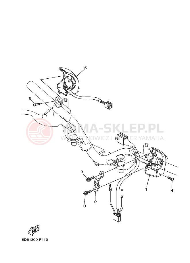 Schemat "Kierownica i osprzęt" do Yamaha T135FI