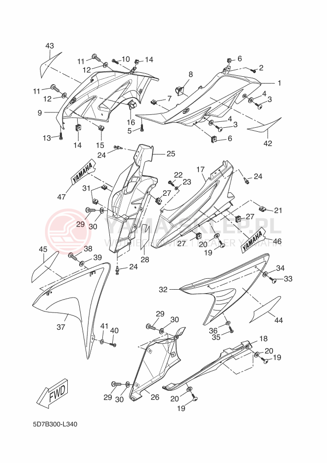 Schemat "elementy nadwozia" do Yamaha YZF-R125