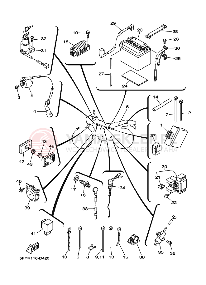 Schemat "układ elektryczny" do Yamaha TW200E