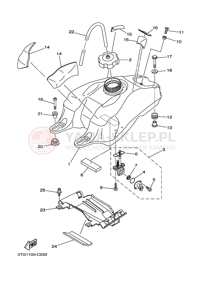 Schemat "zbiornik paliwa" do Yamaha YFZ450S