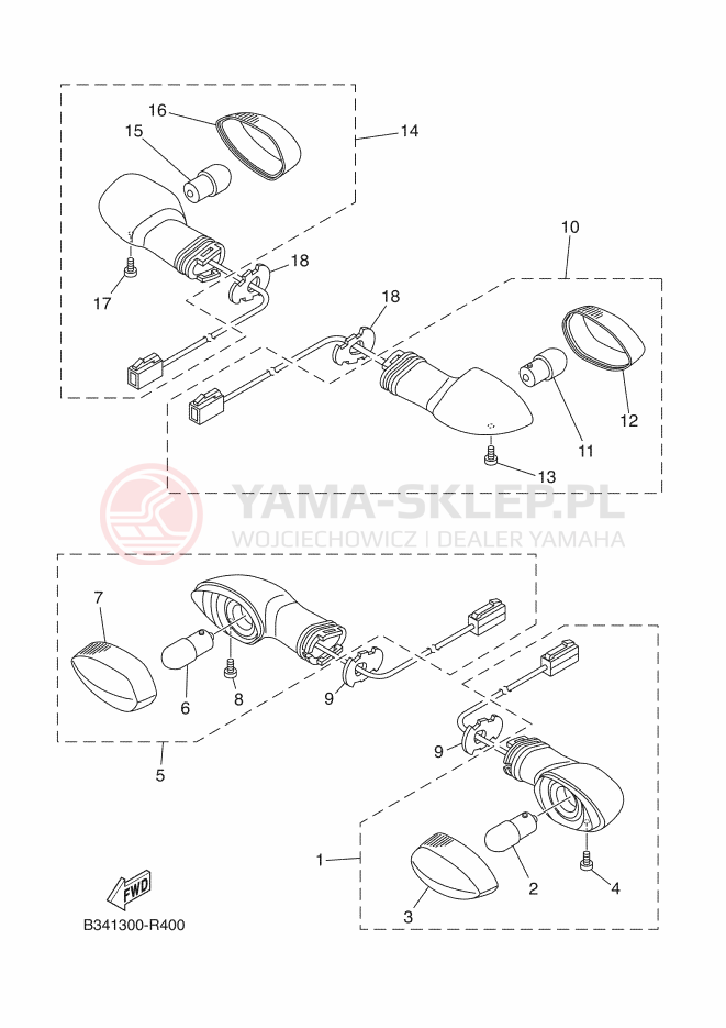 Schemat "kierunkowskazy" do Yamaha XSR700