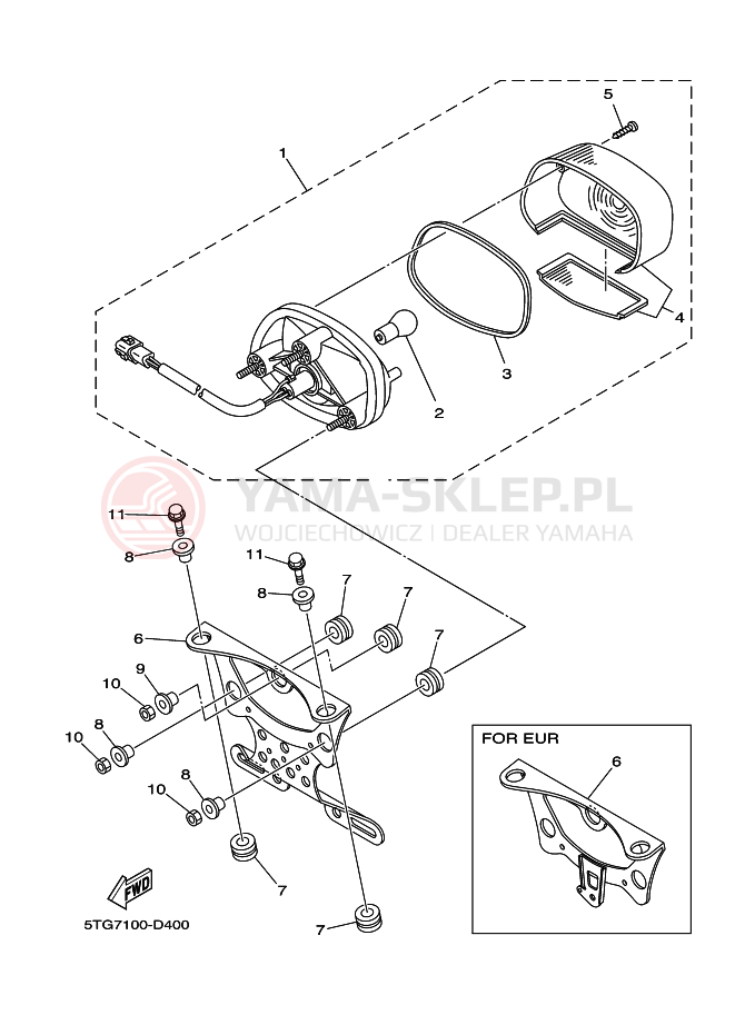 Schemat "Oświetlenie tył" do Yamaha YFZ450T