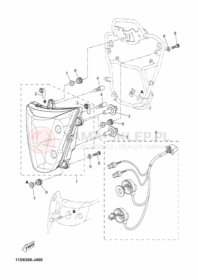 Schemat "Lampa przód" do Yamaha XT660Z ABS