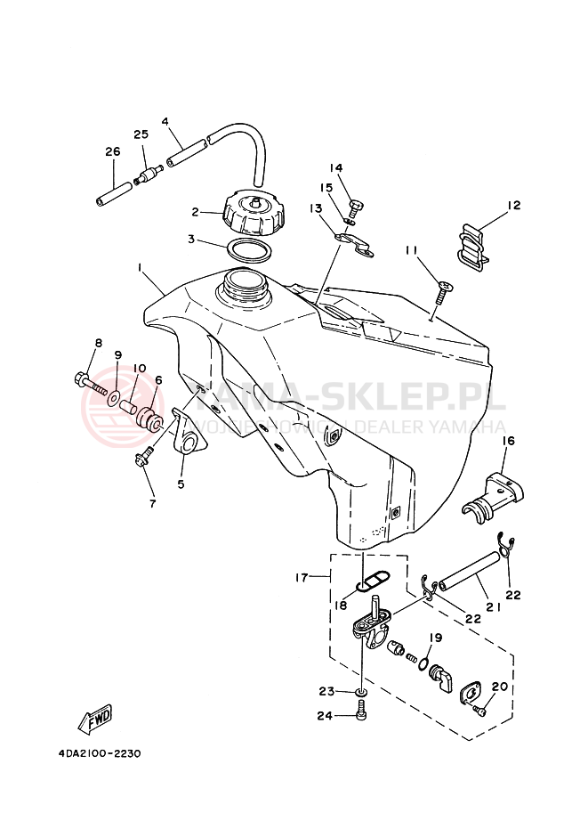 Schemat "zbiornik paliwa" do Yamaha YZ250
