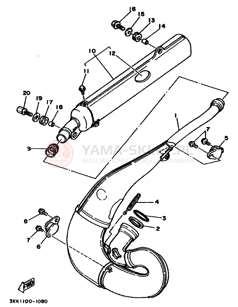 Schemat "Wydech końcowy" do Yamaha YZ250