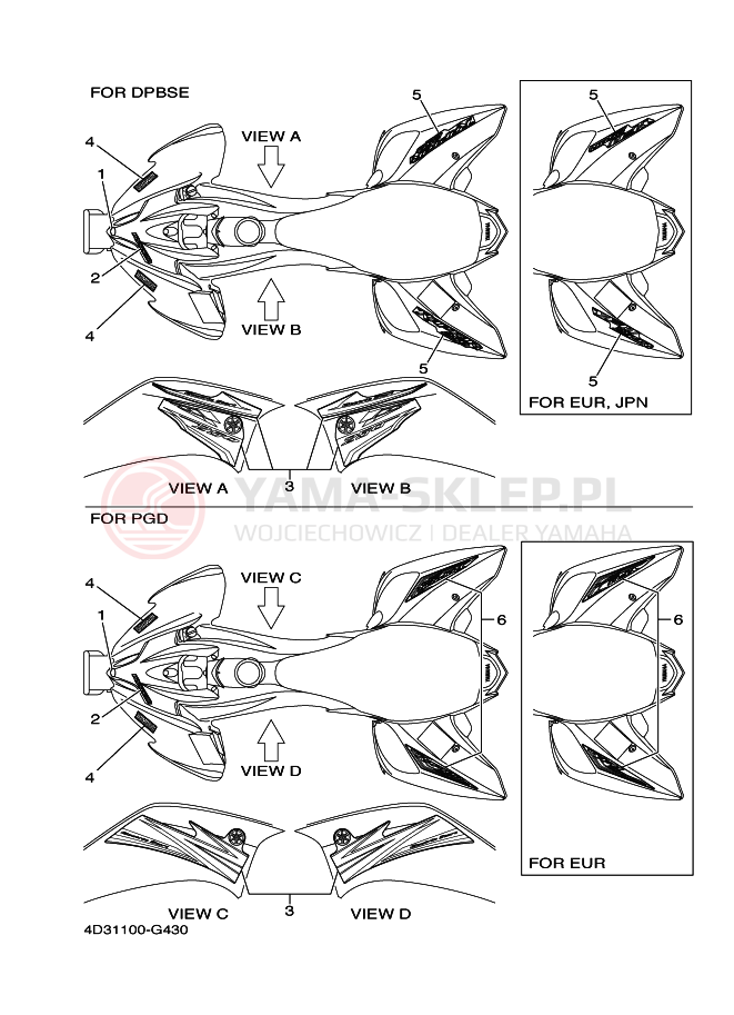 Schemat "Naklejki" do Yamaha YFM250R