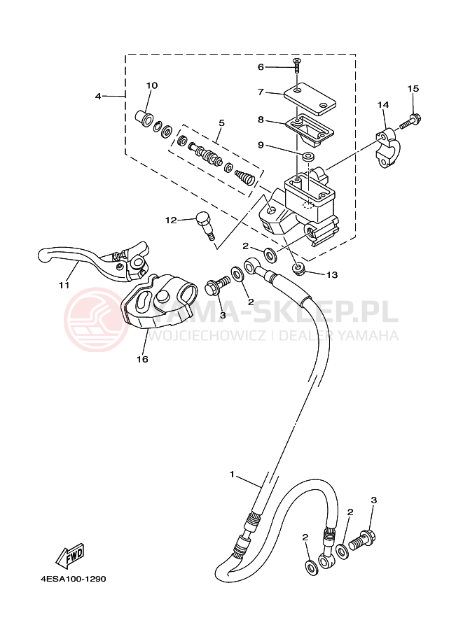 Schemat "Pompa hamulcowa przednia" do Yamaha YZ85