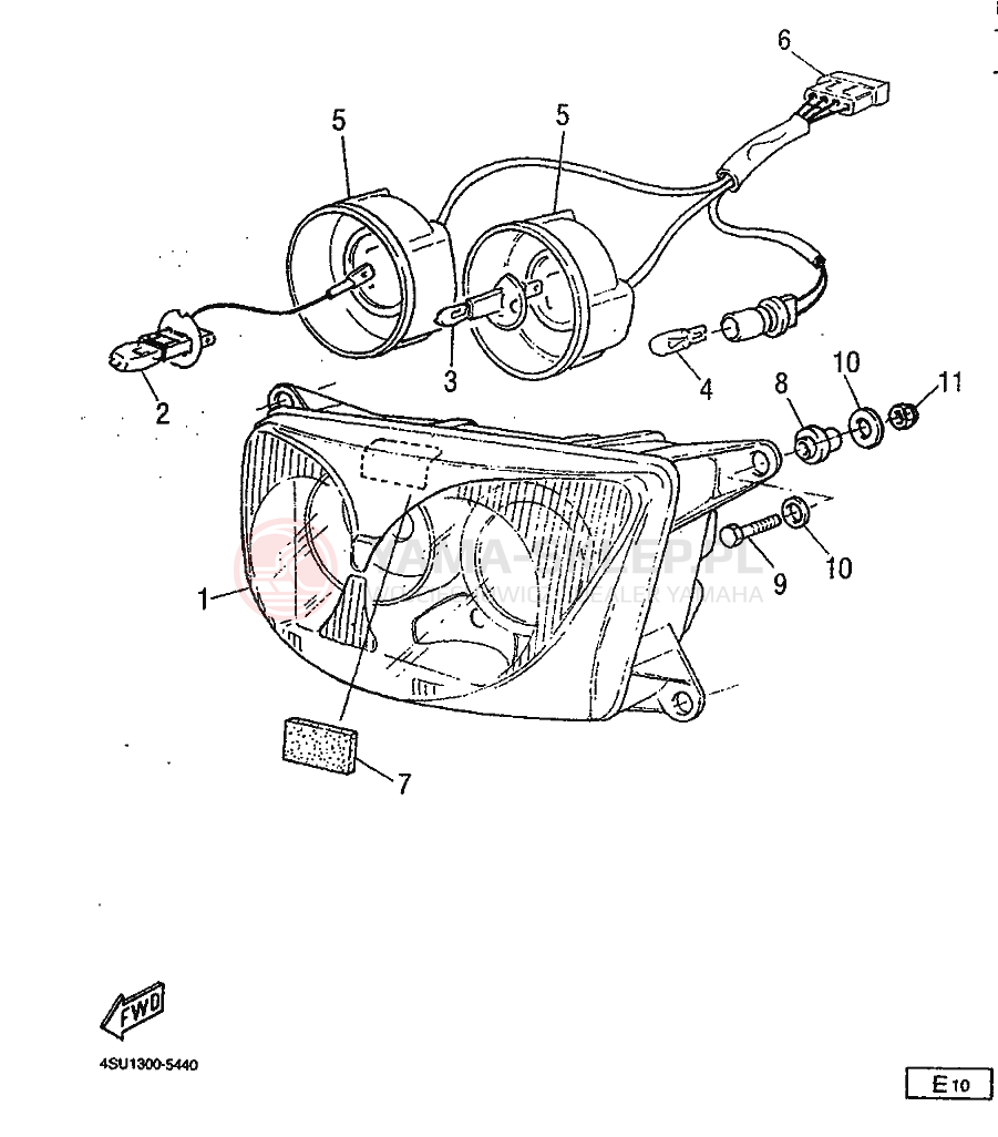 Schemat "Lampa przód" do Yamaha SZR660