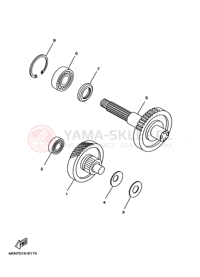 Schemat "Skrzynia biegów " do Yamaha BA50N GEAR