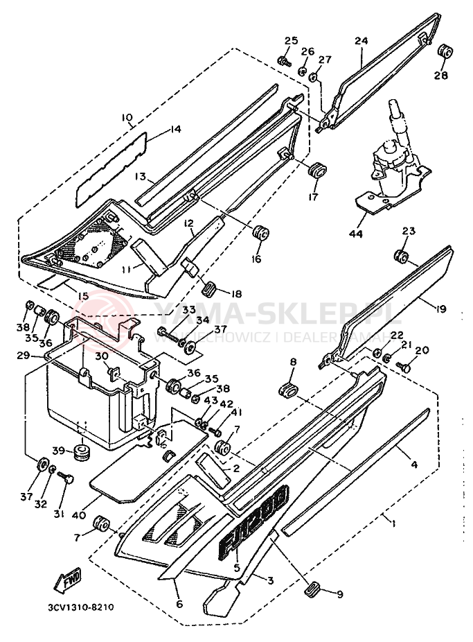 Schemat "POKRYWA BOCZNA I ZBIORNIK OLEJU" do Yamaha FJ1200