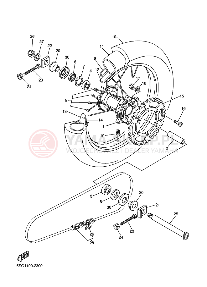 Schemat "Koło tył" do Yamaha YZ250F