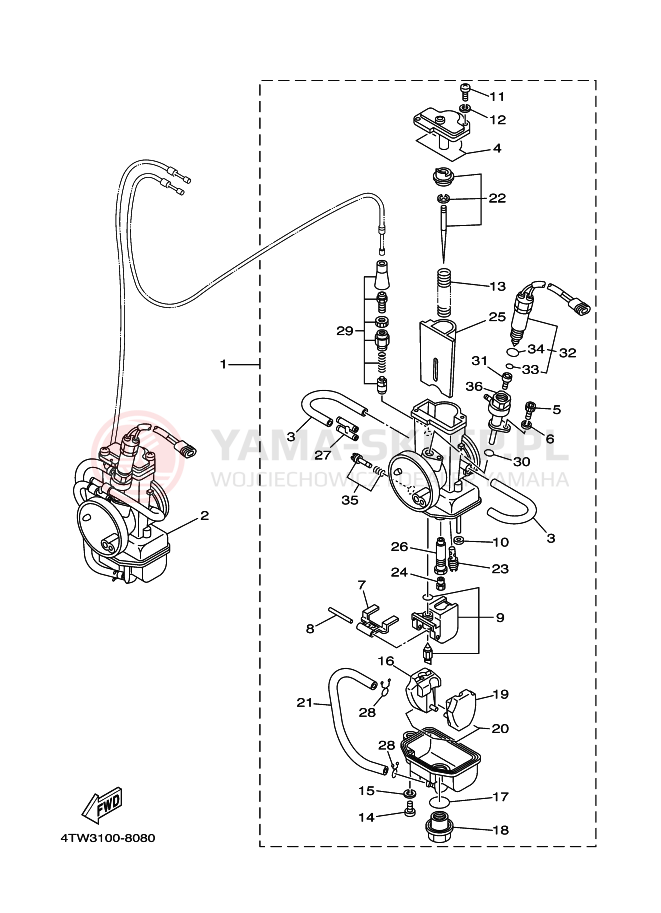 Schemat "Gaźnik" do Yamaha TZ250