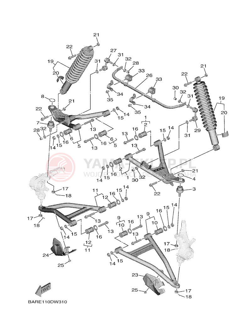 Schemat "Koło przód" do Yamaha WOLVERINE X4 850