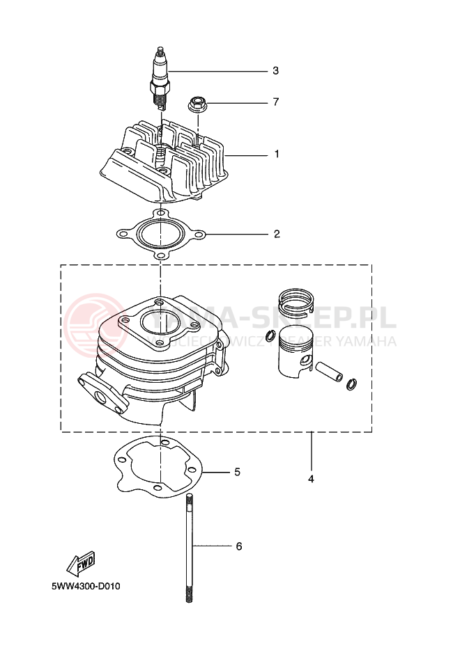 Schemat "cylinder" do Yamaha BWS NEXT GENERATION