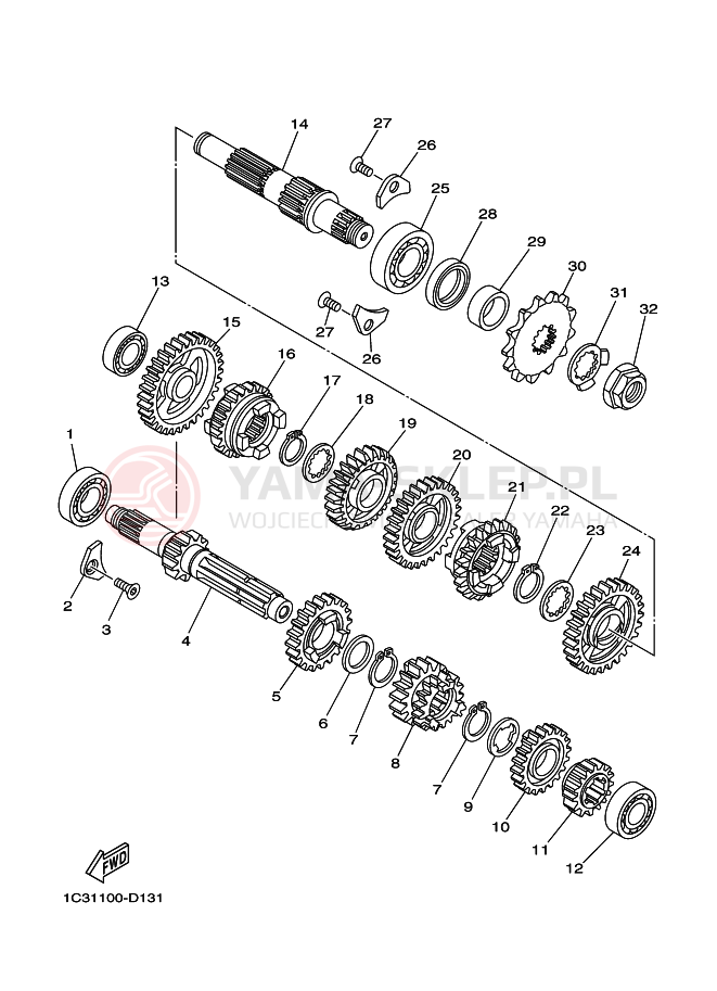 Schemat "Skrzynia biegów " do Yamaha YZ125