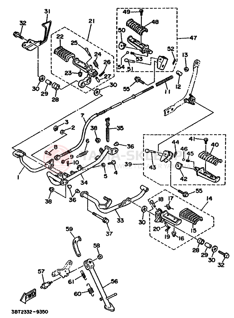 Schemat "Stopka postojowa i podnóżki" do Yamaha XV535 VIRAGO