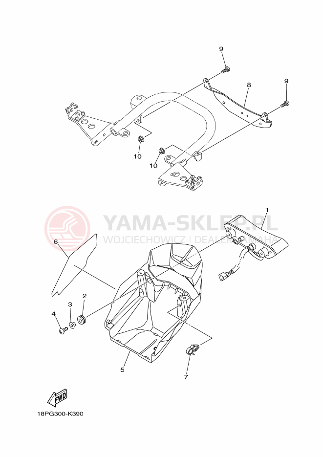 Schemat "lampa tył" do Yamaha YFZ450RB