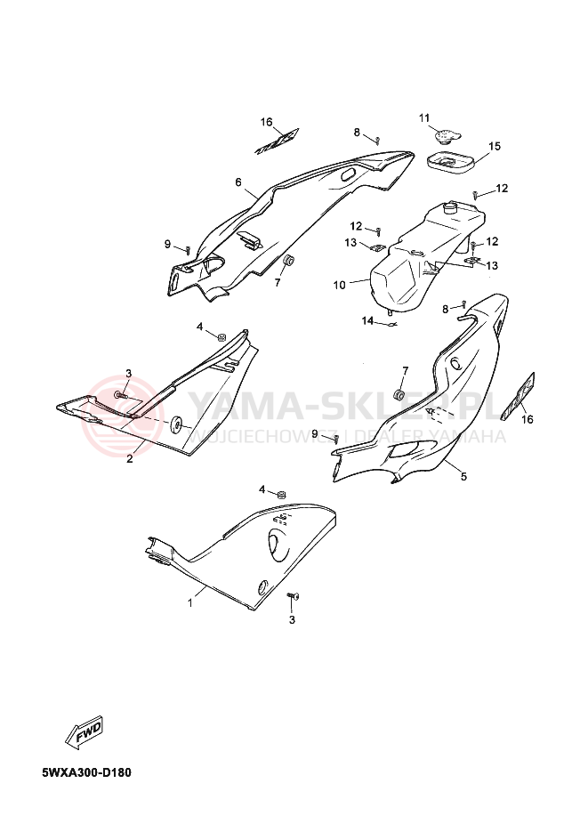 Schemat "Pokrywa boczna" do Yamaha TZR50