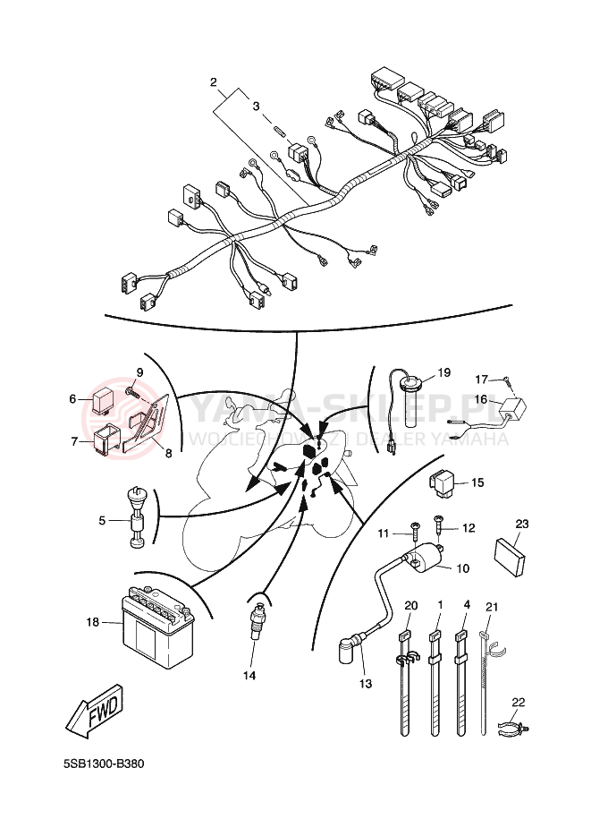 Schemat "układ elektryczny" do Yamaha AEROX