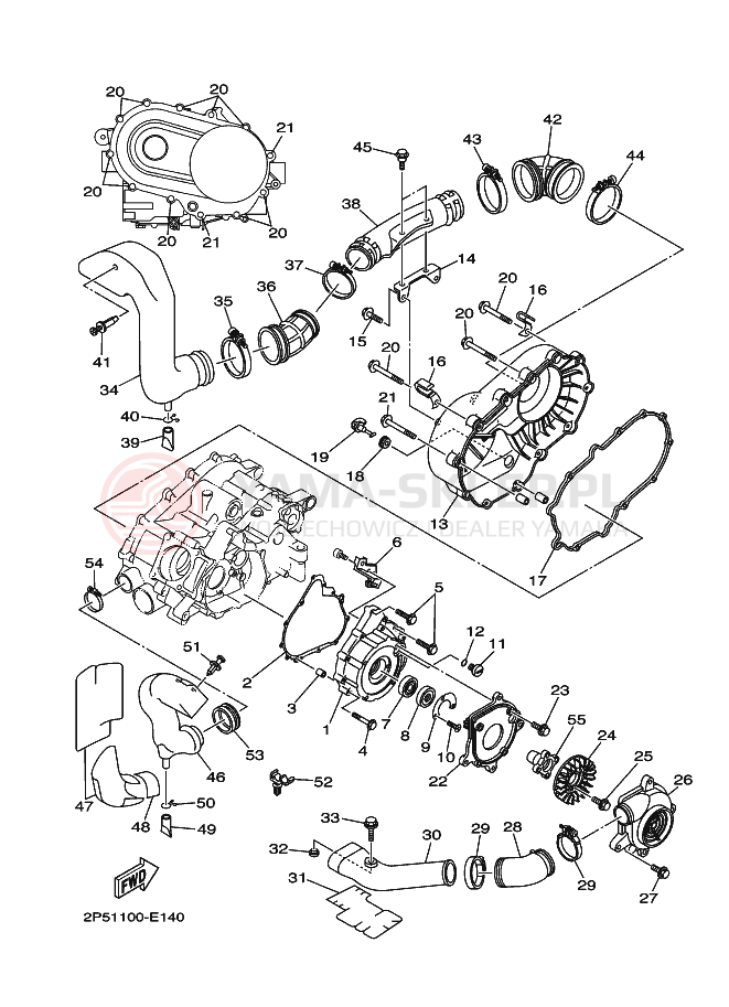Schemat "Pokrywa silnika" do Yamaha RHINO 450