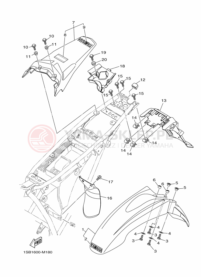 Schemat "błotnik" do Yamaha XTZ125E