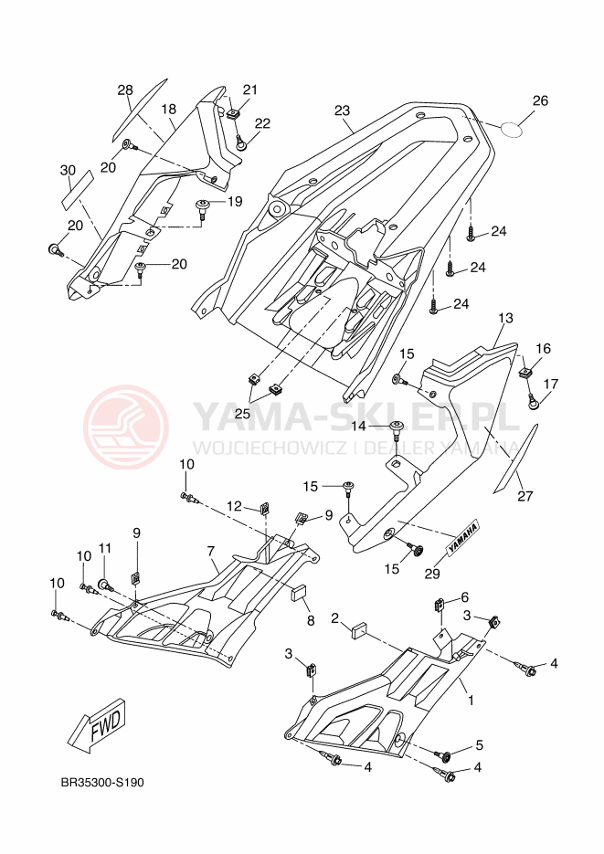 Schemat "Pokrywa boczna" do Yamaha MT-125 ABS
