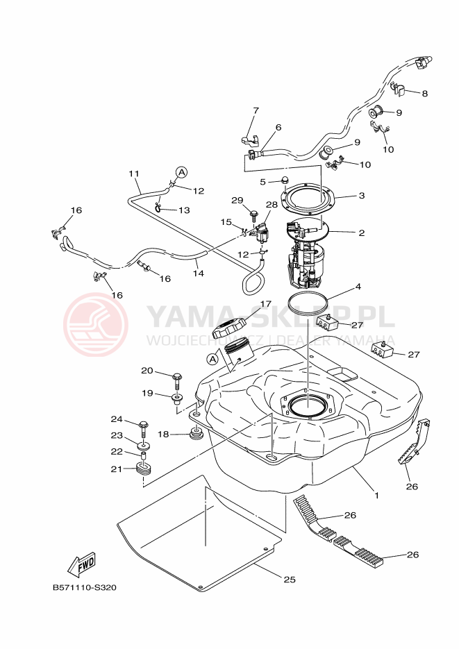 Schemat "zbiornik paliwa" do Yamaha YXZ1000R SS
