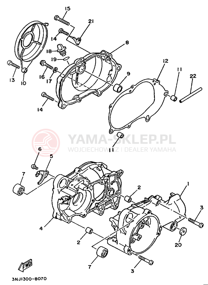 Schemat "Pokrywa silnika" do Yamaha YF60