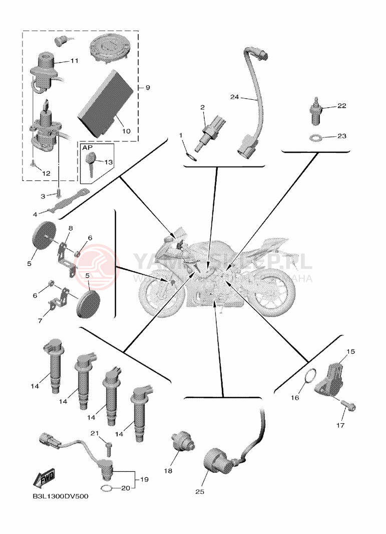 Schemat "układ elektryczny" do Yamaha YZF1000D YZF-R1M
