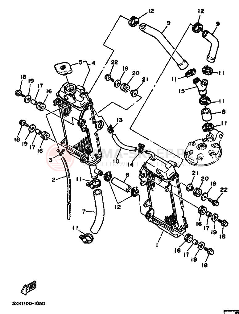 Schemat "Węże chłodnicy" do Yamaha WR250Z