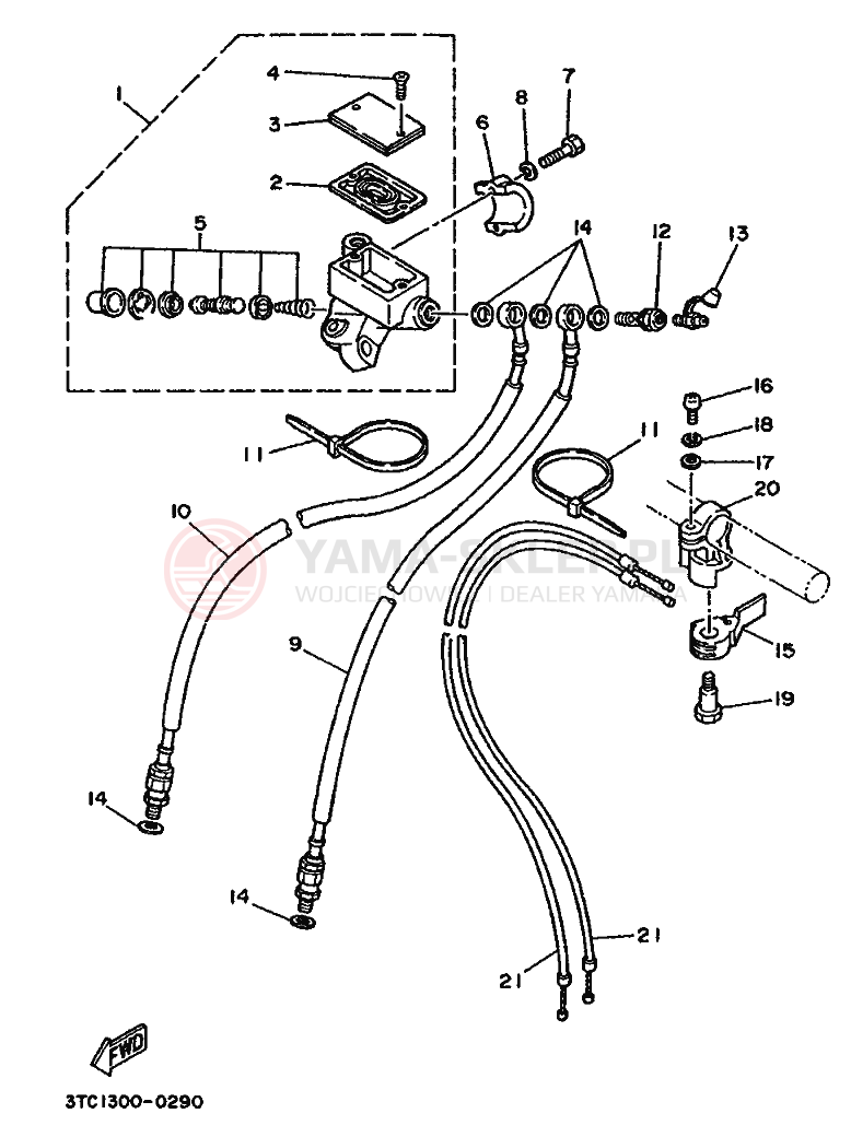 Schemat "Pompa hamulcowa przednia" do Yamaha TZ250A