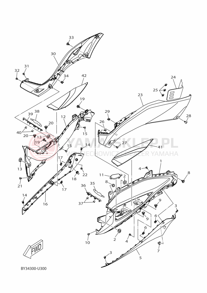 Schemat "Stopka postojowa i podnóżki" do Yamaha XMAX 300