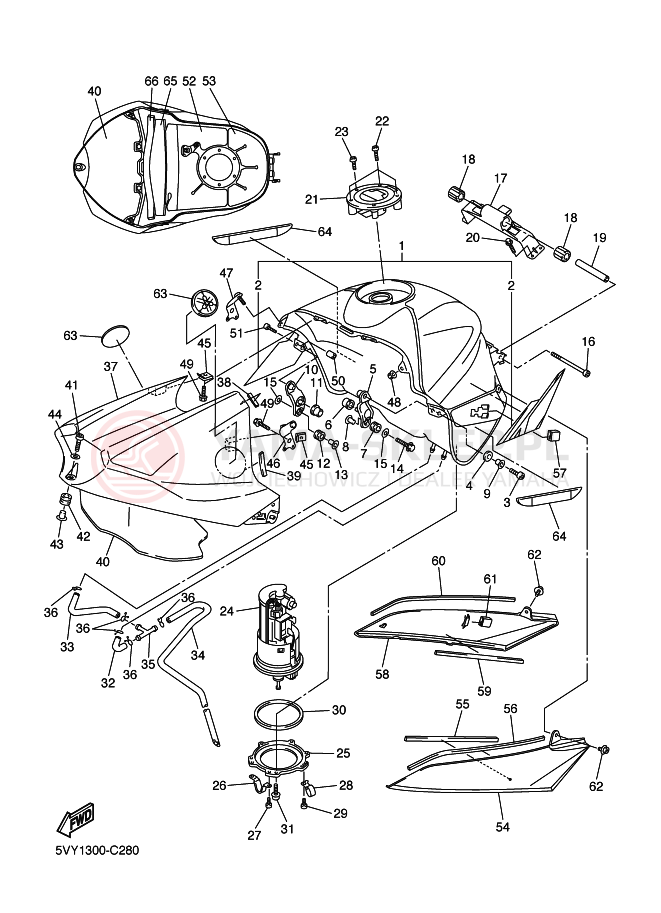 Schemat "zbiornik paliwa" do Yamaha YZF-R1