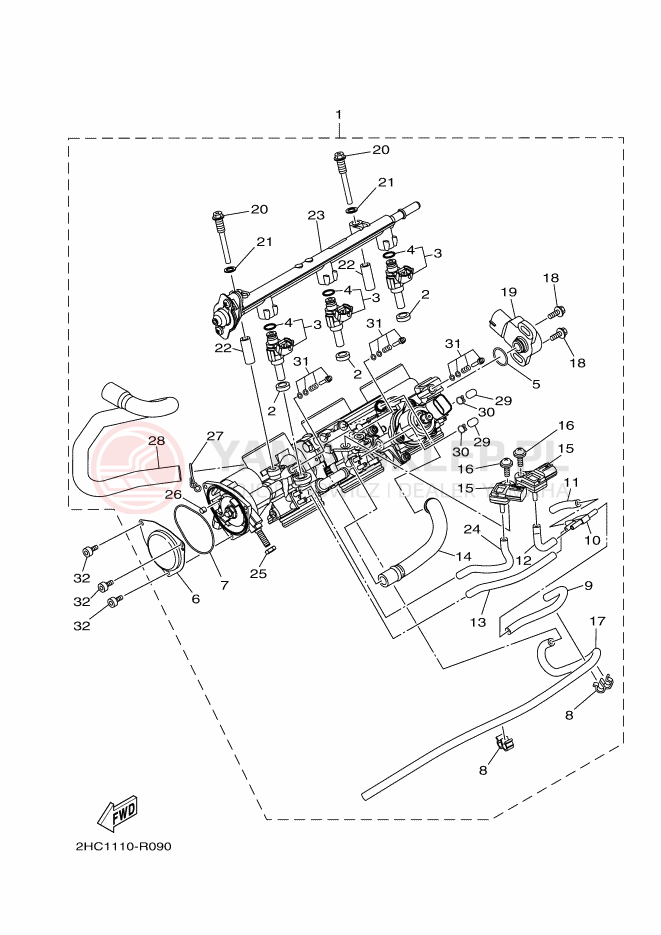 Schemat "Układ wtryskowy" do Yamaha YXZ1000R SS