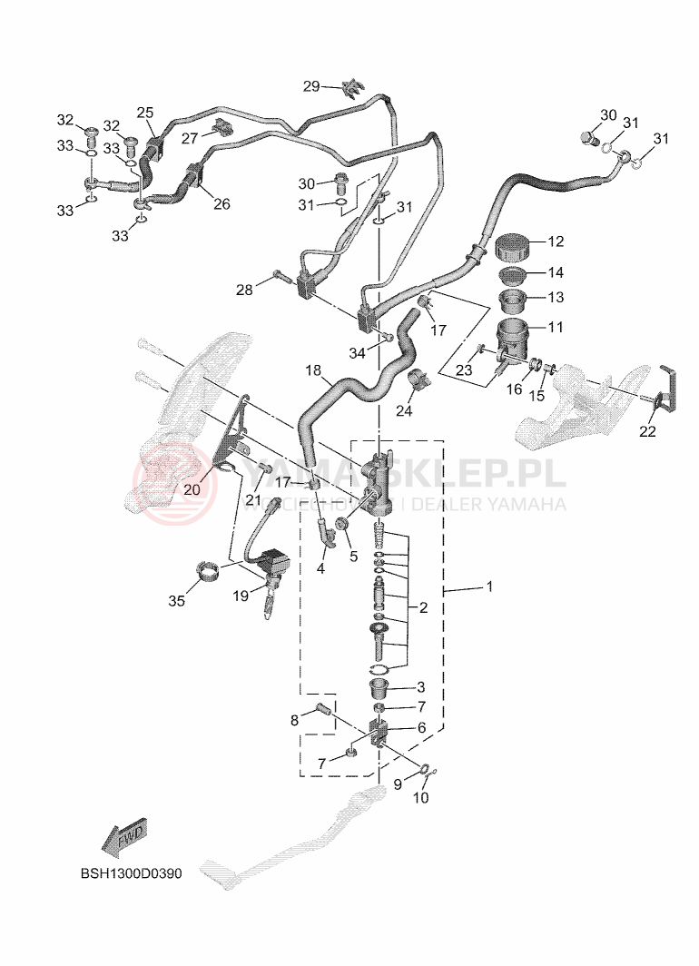 Schemat "Pompa hamulcowa tył" do Yamaha MT-07 Y-AMT