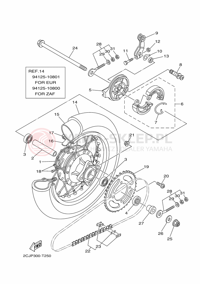 Schemat "Koło tył" do Yamaha TT-R50